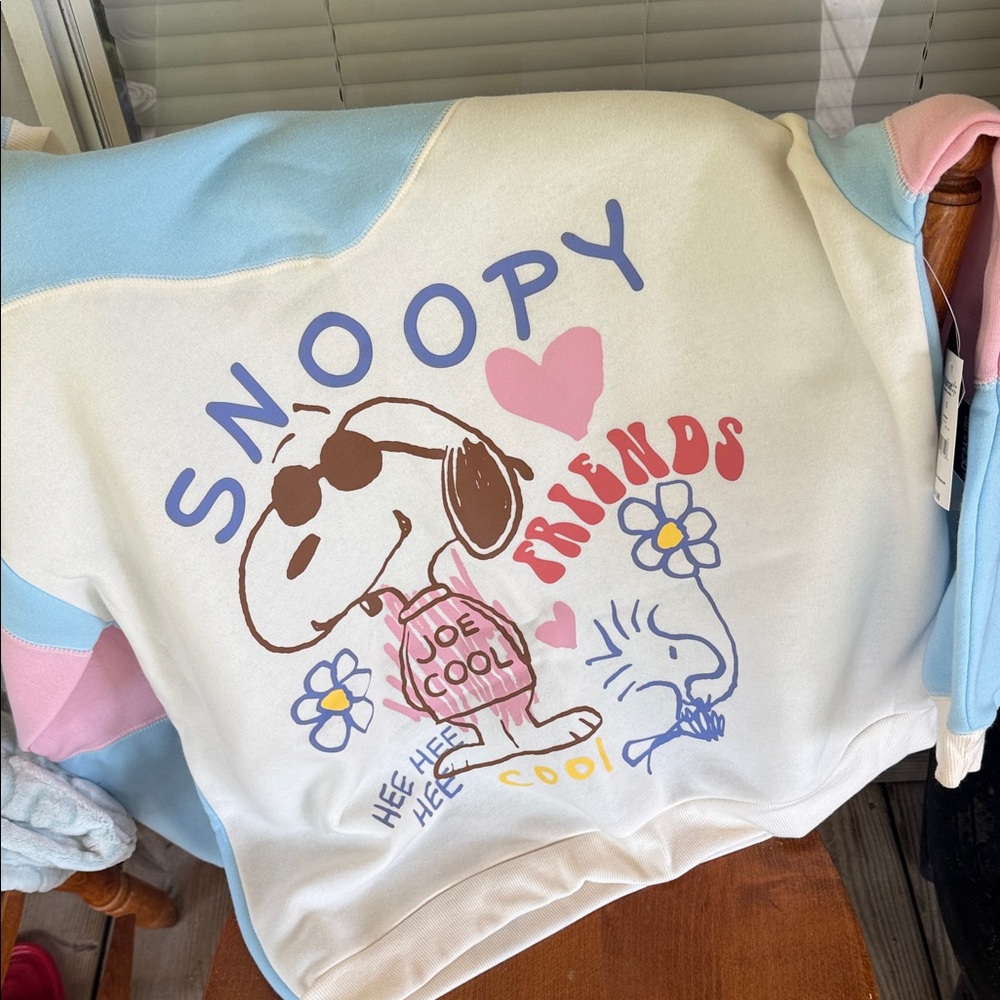 Friends Women's Sweatshirt - Blue, Pink, White - SNOOPY & FRIENDS